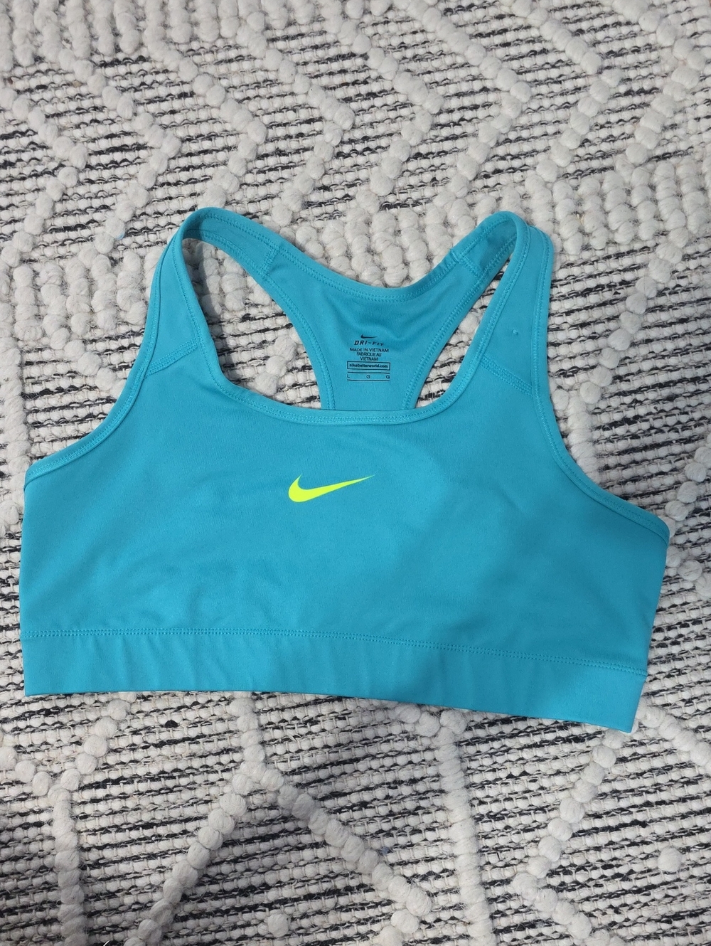 Nike Turquoise Dri-FIT Sports Bra with Neon Swoosh